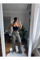 Kadın saten leoparlı pantolon Kadın saten leoparlı pantolon