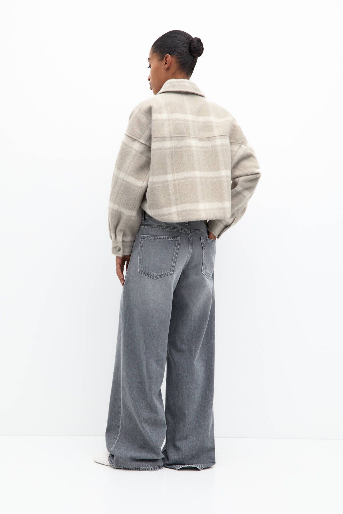 Kareli crop fit ince ceket Kareli crop fit ince ceket
