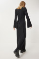 Kuşaklı Fitilli Uzun Triko Elbise SİYAH LKİ0020
