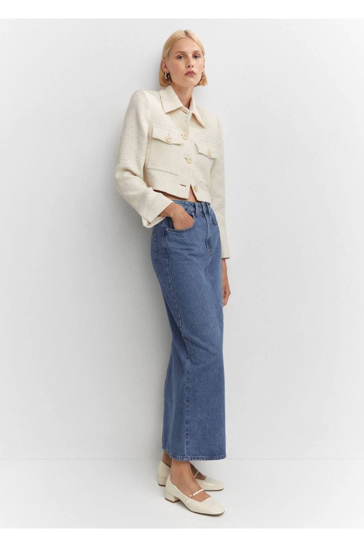 Uzun Denim Etek