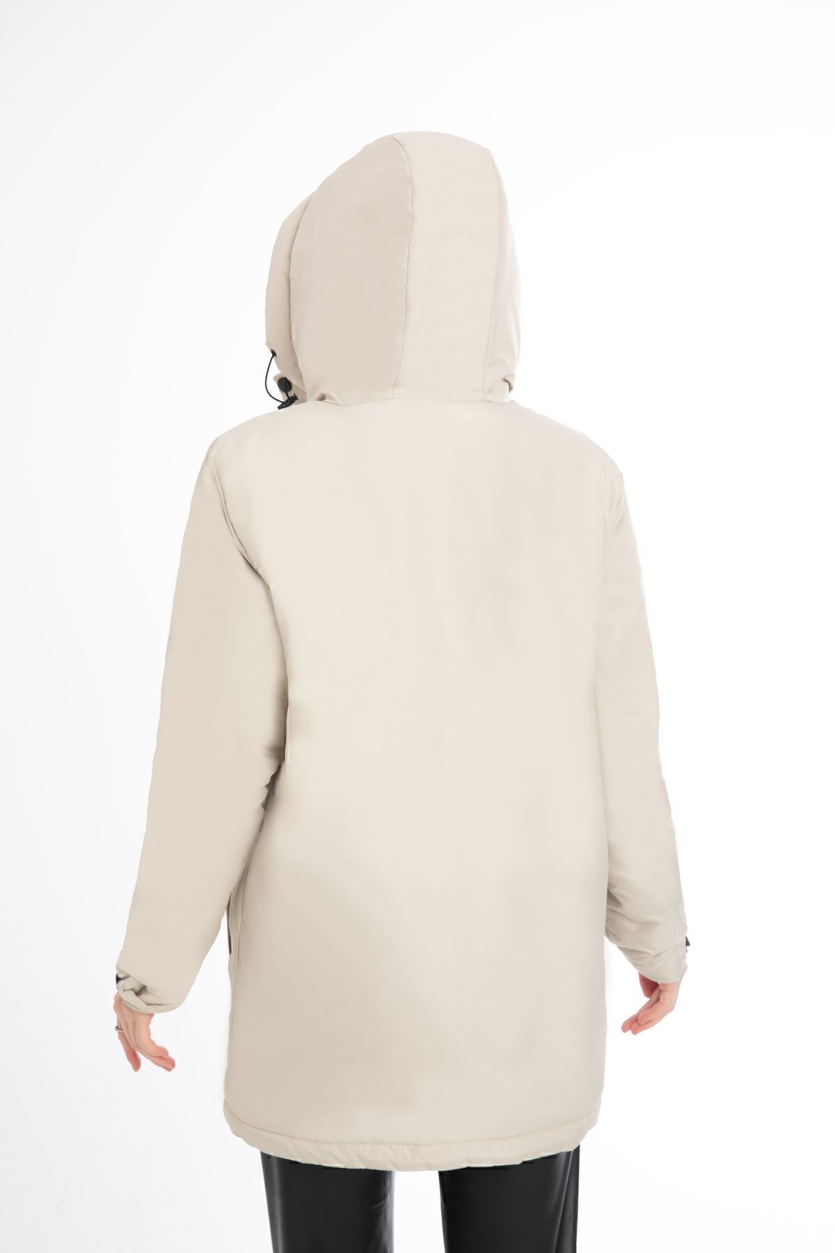 Kadın Taş Içi Polarlı Kürklü Su Ve Rüzgar Geçirmez Kapüşonlu Kışlık Mont & Kaban & Parka