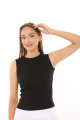 Kadın Siyah Sıfır Kol Bisiklet Yaka T-shirt Bluz Body Atlet Fitilli Kaşkorse Kadın Siyah Sıfır Kol Bisiklet Yaka T-shirt Bluz Body Atlet Fitilli Kaşkorse