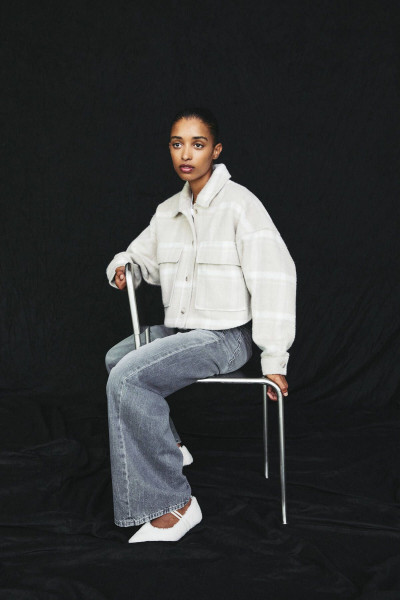 Kareli crop fit ince ceket