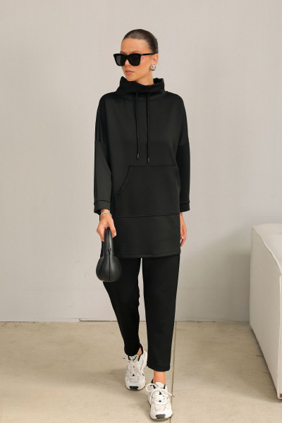 SİYAH Kanguru Cepli Scuba Takım 3-5200 SİYAH Kanguru Cepli Scuba Takım 3-5200