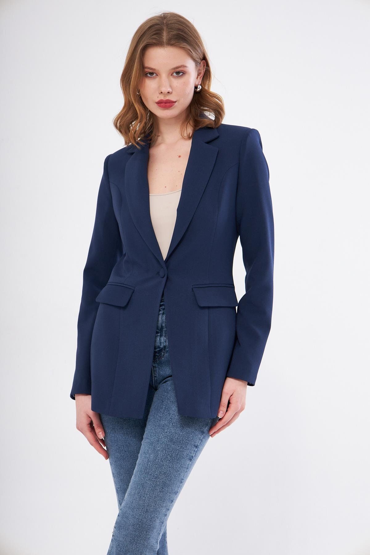 Tek Düğme Klasik Ceket Lacivert Tek Düğme Klasik Ceket Lacivert
