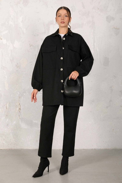 Siyah Kaşe Gömlekli Takım 32-6407 Siyah Kaşe Gömlekli Takım 32-6407