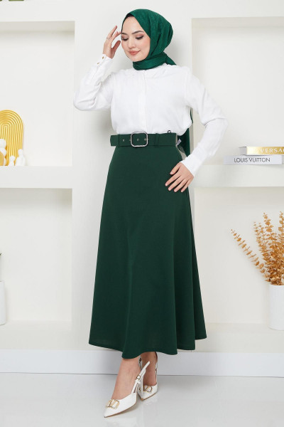 Kemerli Mevlana Etek Zümrüt HM2370 Kemerli Mevlana Etek Zümrüt HM2370