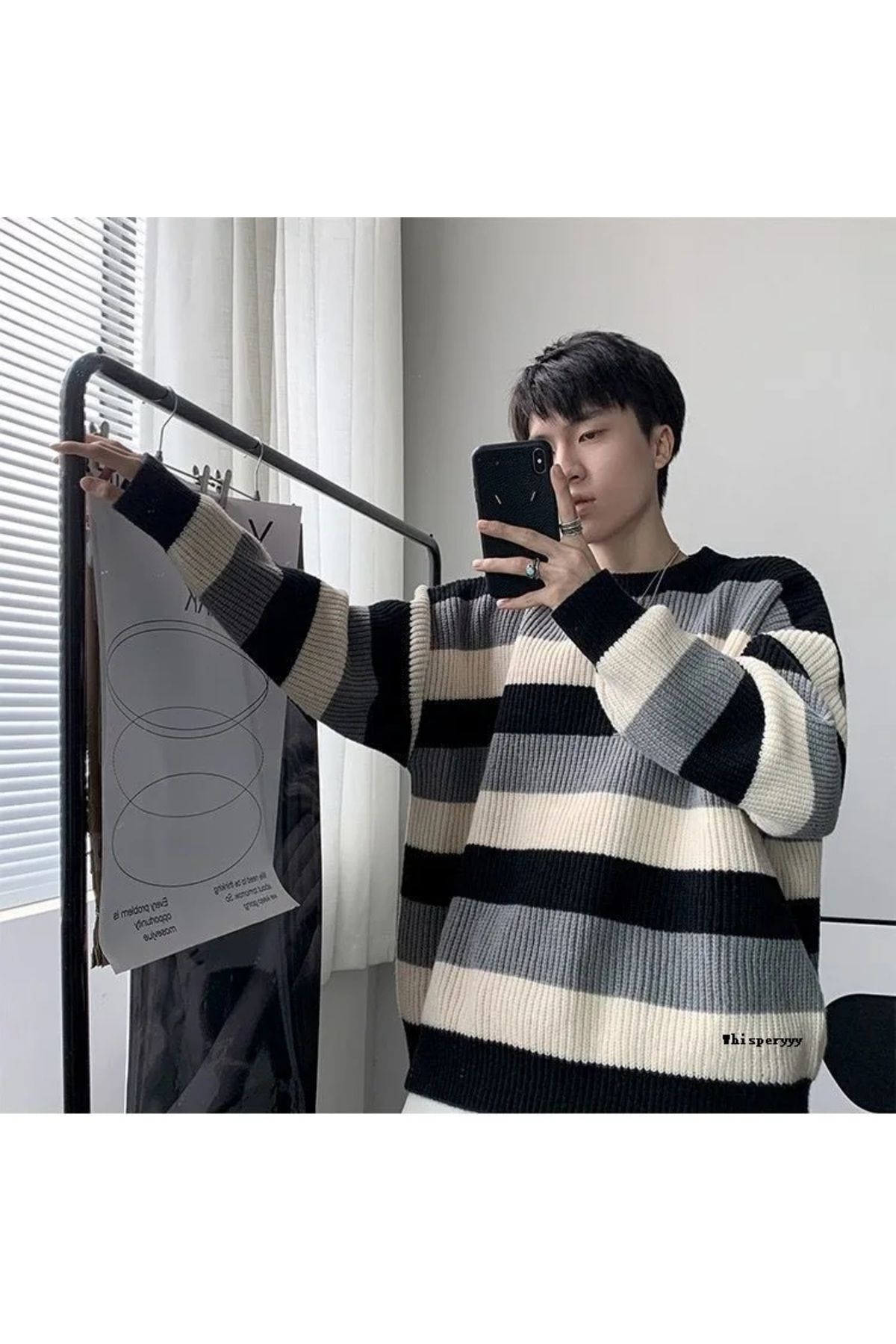 Renkli Şeritli Bisiklet Yaka Oversize Kazak Renkli Şeritli Bisiklet Yaka Oversize Kazak