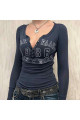 Vintage Lacivert Naat Faak Rock More Uzun Kollu Crop Vintage Lacivert Naat Faak Rock More Uzun Kollu Crop