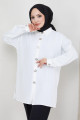 Aerobin Oversize Tunik Beyaz HM2324