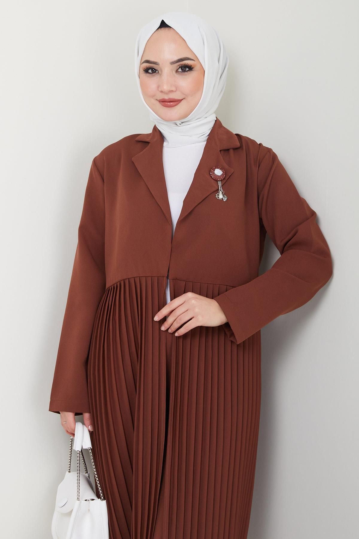 Piliseli Ceketli İkili Takım Kahverengi HM2396 Piliseli Ceketli İkili Takım Kahverengi HM2396