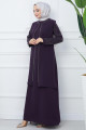Kolları Taşlı Büyük Beden Anne Elbisesi Mor HM2349 Kolları Taşlı Büyük Beden Anne Elbisesi Mor HM2349