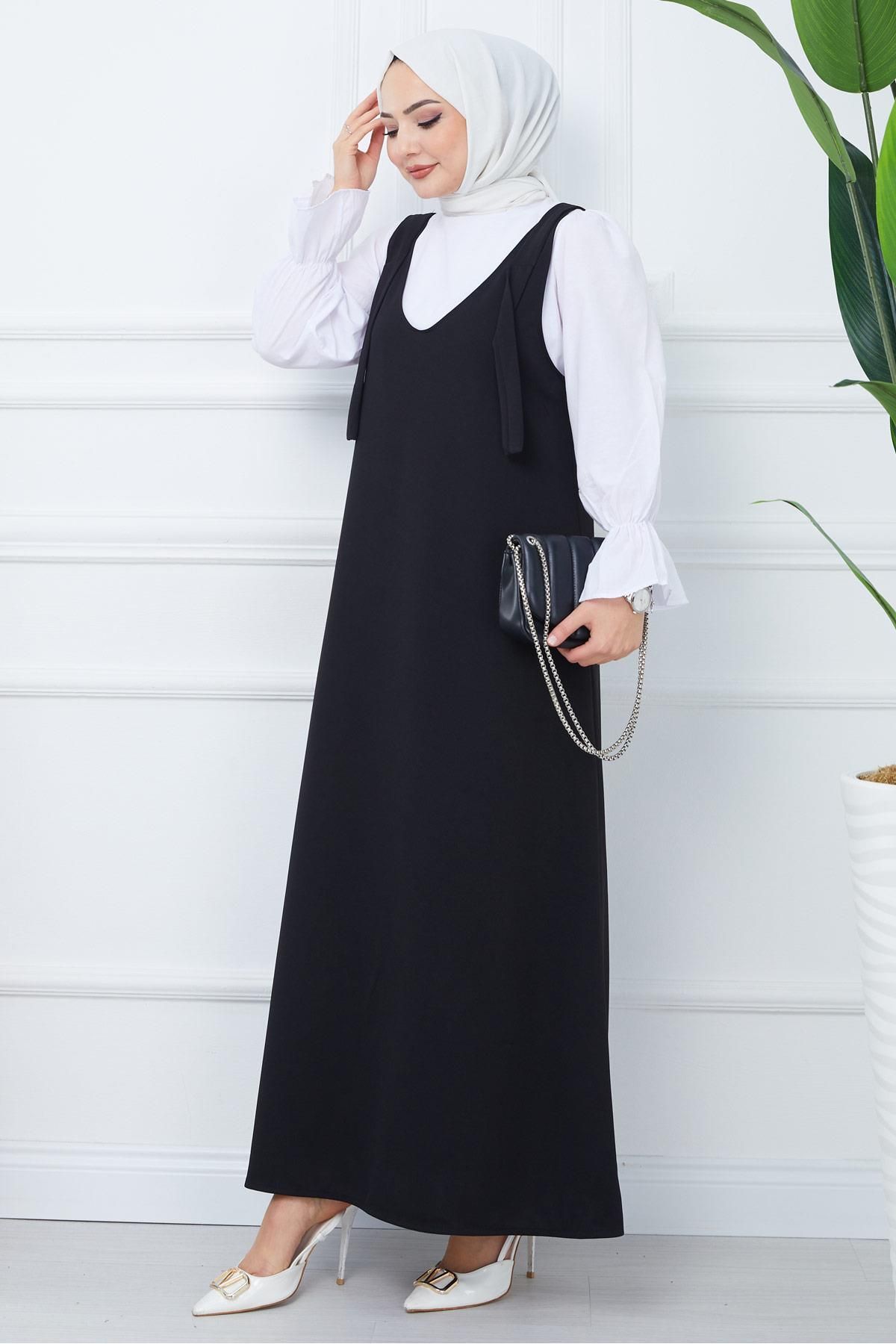 Nehir Örme Jile Elbise Siyah HM2389 Nehir Örme Jile Elbise Siyah HM2389