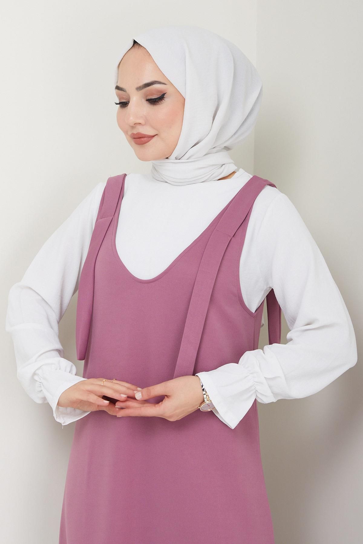 Nehir Örme Jile Elbise Gül Kurusu HM2389 Nehir Örme Jile Elbise Gül Kurusu HM2389
