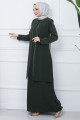 Kolları Taşlı Büyük Beden Anne Elbisesi Haki HM2349 Kolları Taşlı Büyük Beden Anne Elbisesi Haki HM2349