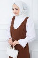 Nehir Örme Jile Elbise Kahverengi HM2389 Nehir Örme Jile Elbise Kahverengi HM2389