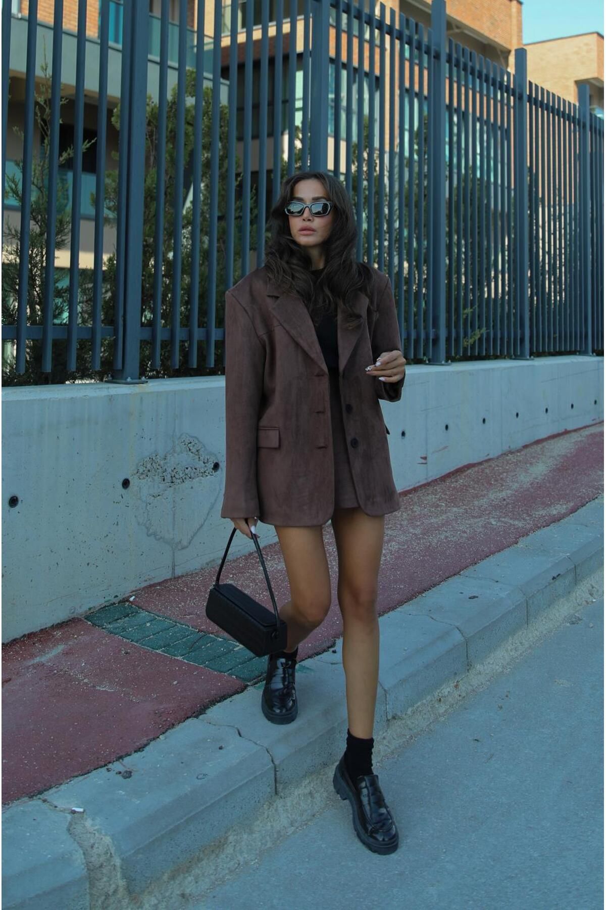 Kahve Süet Blazer Ceket Kahve Süet Blazer Ceket