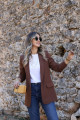 Kahve Kol Büzgü Detay Blazer Kahve Kol Büzgü Detay Blazer