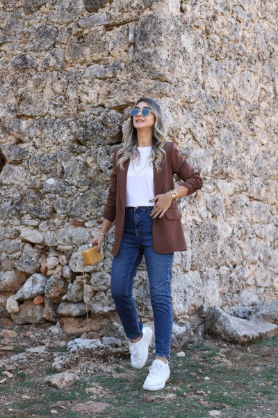 Kahve Kol Büzgü Detay Blazer Kahve Kol Büzgü Detay Blazer