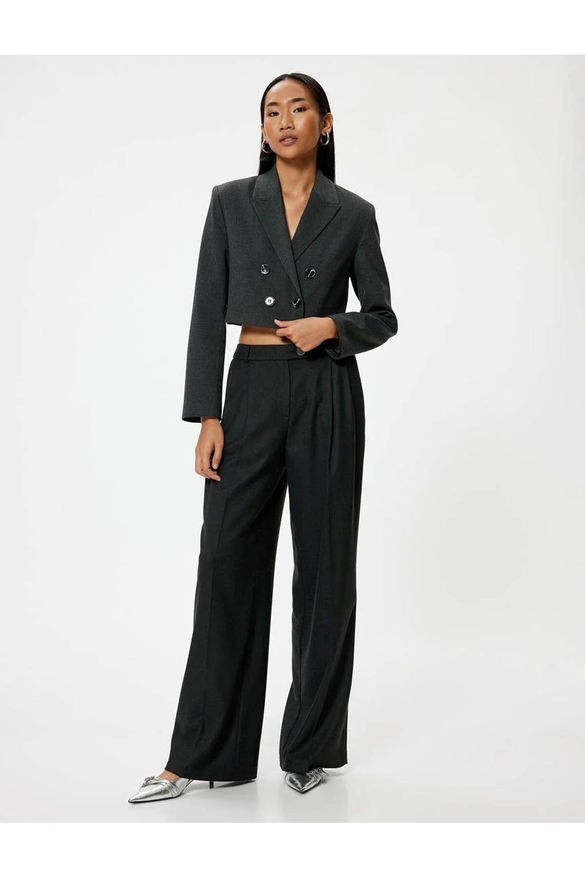 Kruvaze Oversize Crop Blazer Ceket Kruvaze Oversize Crop Blazer Ceket