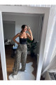Kadın saten leoparlı pantolon Kadın saten leoparlı pantolon