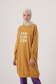 Soft Sarı Yazı Nakışlı Reglan Kol Sweat Tunik Soft Sarı Yazı Nakışlı Reglan Kol Sweat Tunik