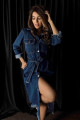 SAGİ Kadın Kuşaklı Denim Midi Elbise SAGİ Kadın Kuşaklı Denim Midi Elbise