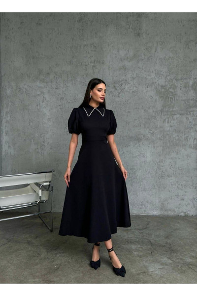 KOPYA - Siyah Yakası Taş Detaylı Balon Kollu Elise KOPYA - Siyah Yakası Taş Detaylı Balon Kollu Elise