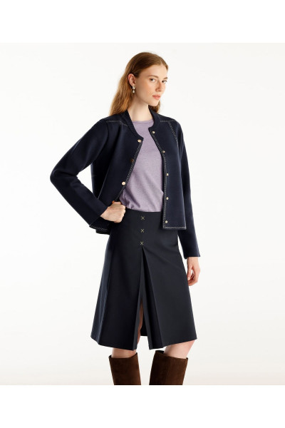 Kontrast Detaylı Triko Ceket