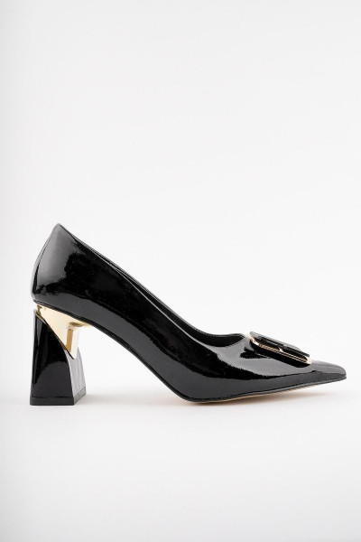 Rachel Garantili Kadın Gold Tokalı Yüksek Topuklu Stiletto Ayakkabı