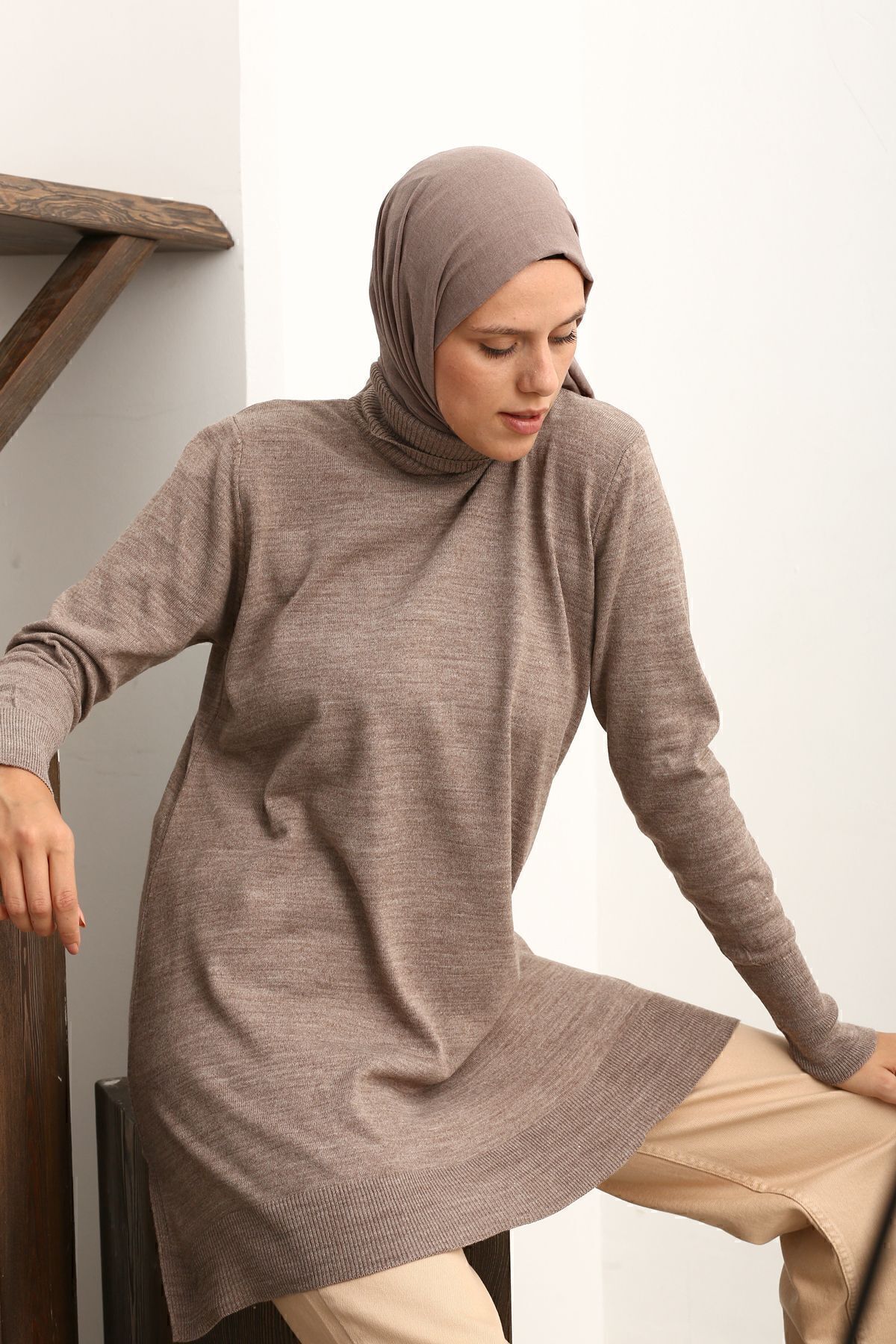 Vizon Balıkçı Yaka Triko Tunik Vizon Balıkçı Yaka Triko Tunik