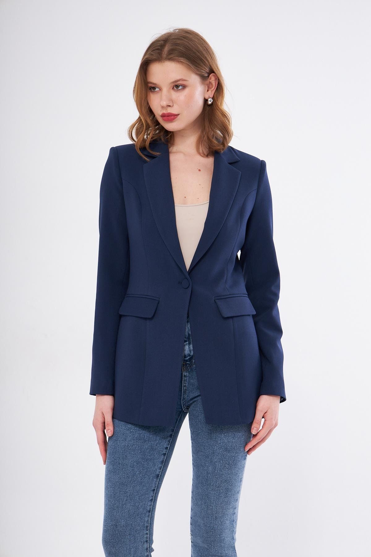 Tek Düğme Klasik Ceket Lacivert Tek Düğme Klasik Ceket Lacivert