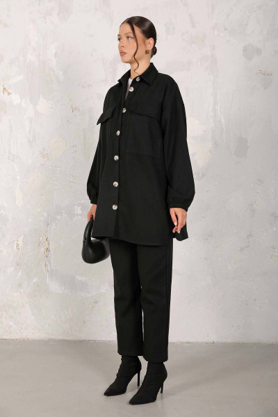 Siyah Kaşe Gömlekli Takım 32-6407 Siyah Kaşe Gömlekli Takım 32-6407