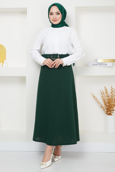 Kemerli Mevlana Etek Zümrüt HM2370 Kemerli Mevlana Etek Zümrüt HM2370