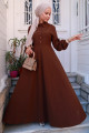 Kuşaklı Mevlana Elbise Kahverengi HM2105 Kuşaklı Mevlana Elbise Kahverengi HM2105
