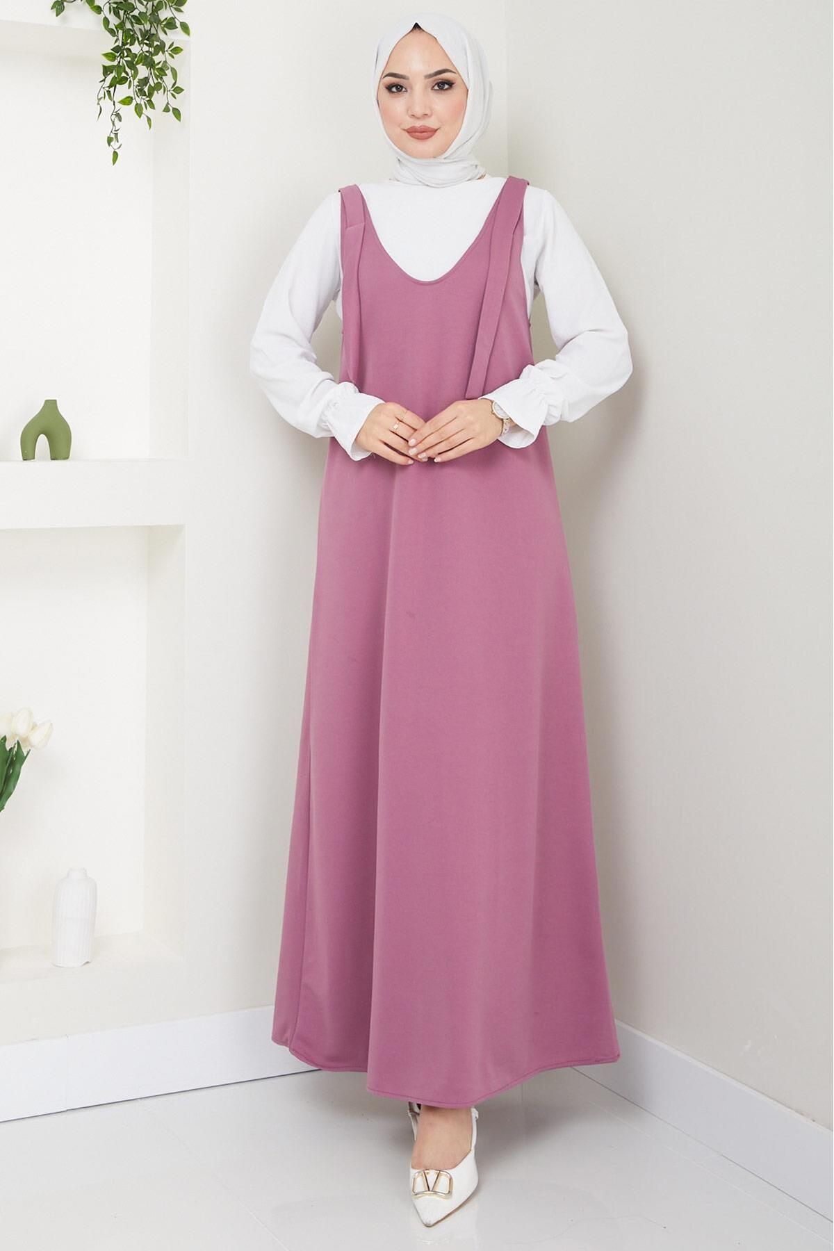 Nehir Örme Jile Elbise Gül Kurusu HM2389 Nehir Örme Jile Elbise Gül Kurusu HM2389
