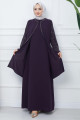 Kolları Taşlı Büyük Beden Anne Elbisesi Mor HM2349 Kolları Taşlı Büyük Beden Anne Elbisesi Mor HM2349