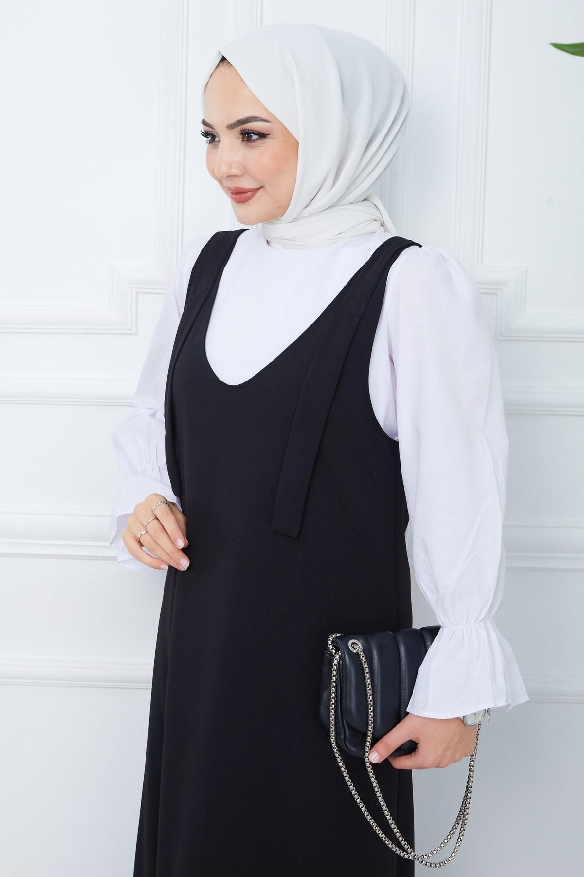 Nehir Örme Jile Elbise Siyah HM2389 Nehir Örme Jile Elbise Siyah HM2389