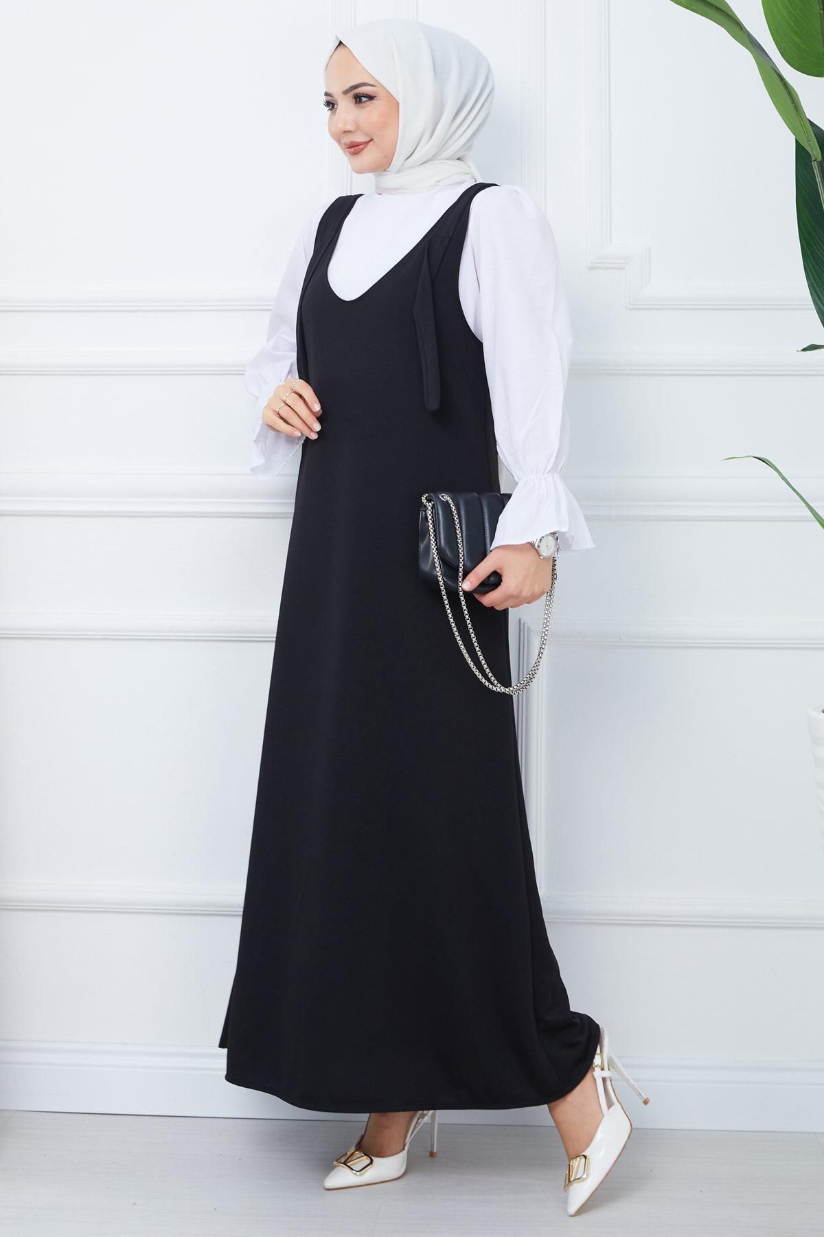 Nehir Örme Jile Elbise Siyah HM2389 Nehir Örme Jile Elbise Siyah HM2389