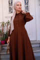 Kuşaklı Mevlana Elbise Kahverengi HM2105 Kuşaklı Mevlana Elbise Kahverengi HM2105