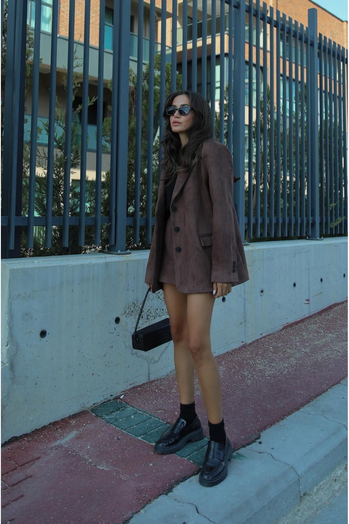 Kahve Süet Blazer Ceket Kahve Süet Blazer Ceket