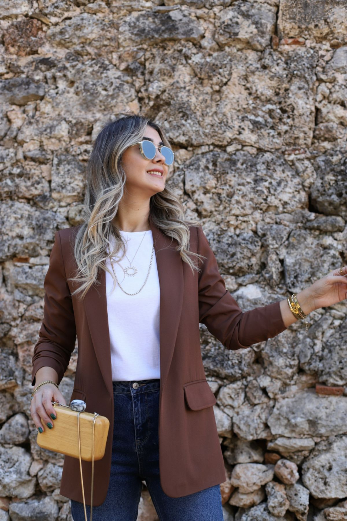 Kahve Kol Büzgü Detay Blazer Kahve Kol Büzgü Detay Blazer