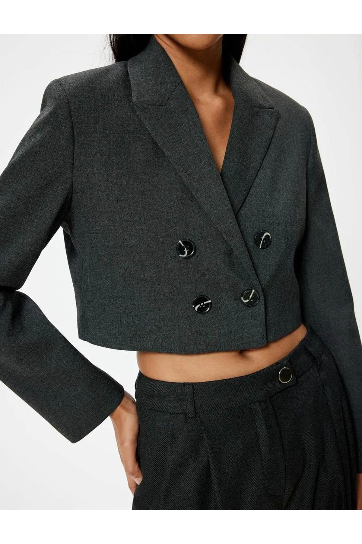 Kruvaze Oversize Crop Blazer Ceket Kruvaze Oversize Crop Blazer Ceket