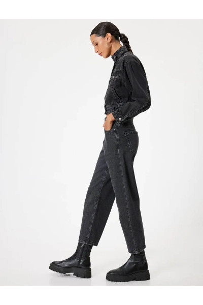 Taşlı Kot Pantolon Düz Paça Standart Bel Cepli - Eve Straight Jeans Taşlı Kot Pantolon Düz Paça Standart Bel Cepli - Eve Straight Jeans
