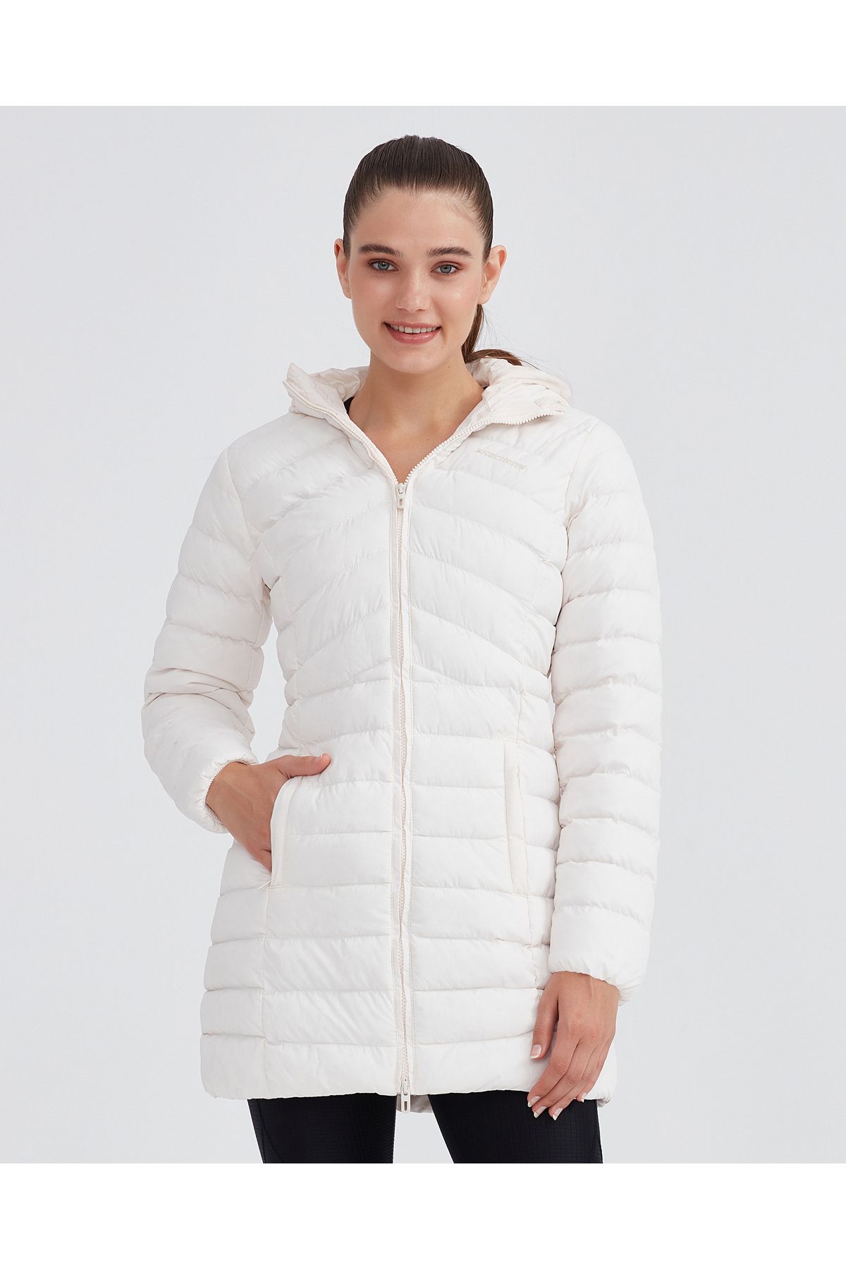 W Essential Maxi Length Hooded Jacket Kadın Beyaz Mont S212005-102 W Essential Maxi Length Hooded Jacket Kadın Beyaz Mont S212005-102