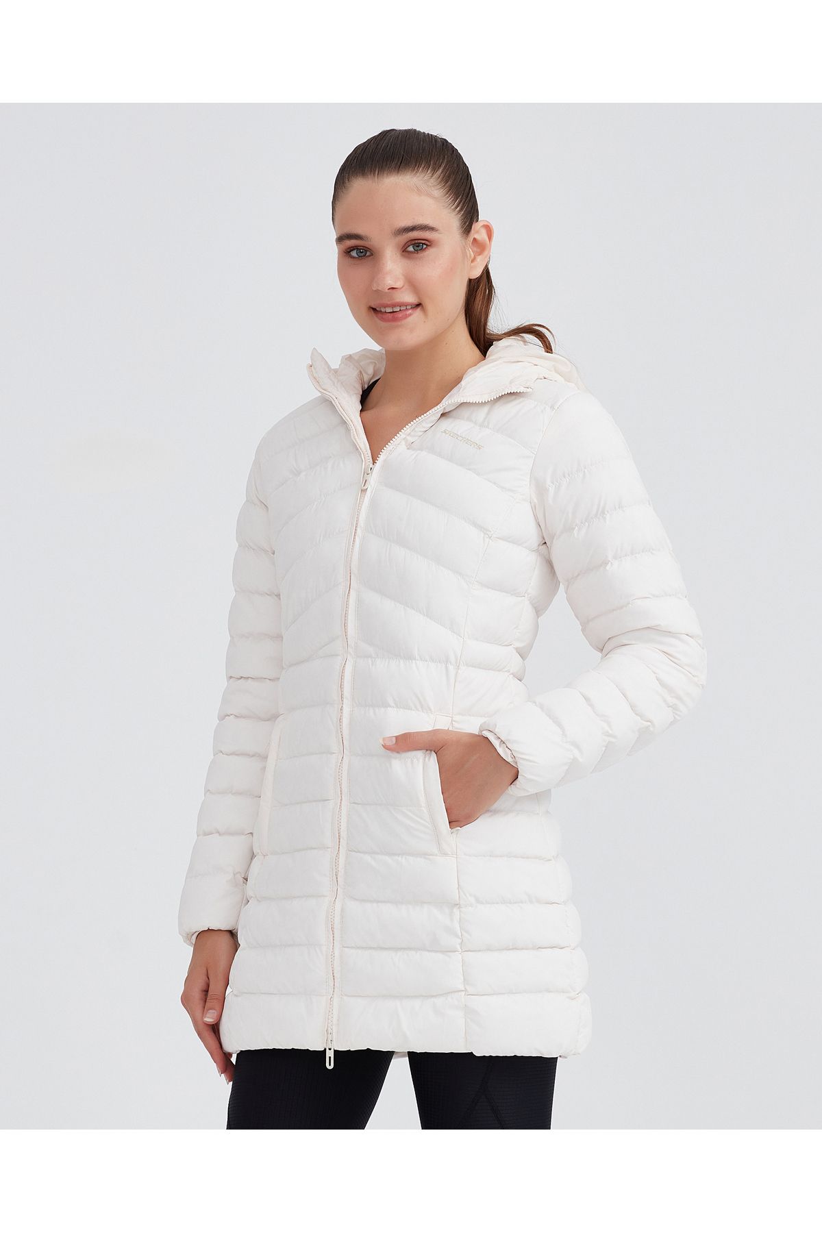 W Essential Maxi Length Hooded Jacket Kadın Beyaz Mont S212005-102 W Essential Maxi Length Hooded Jacket Kadın Beyaz Mont S212005-102