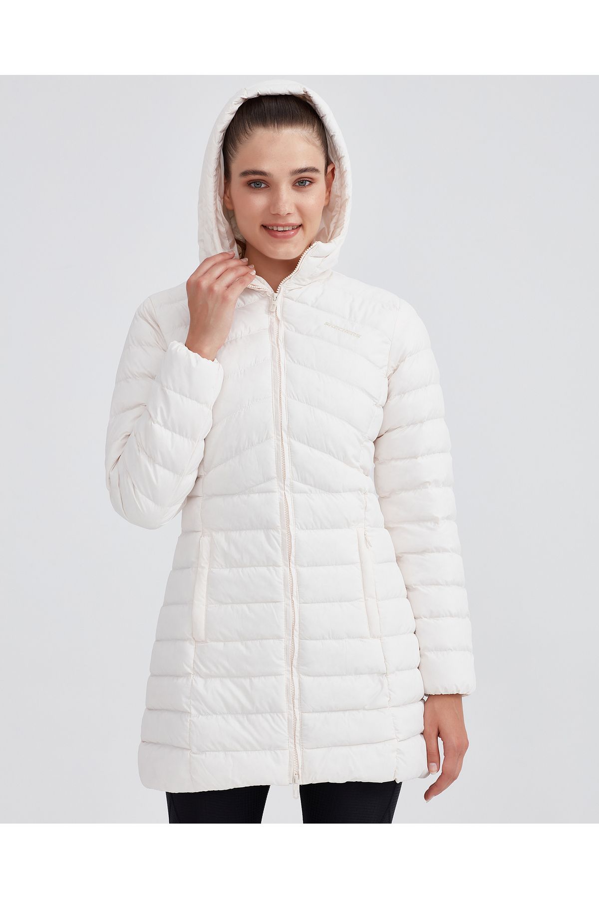 W Essential Maxi Length Hooded Jacket Kadın Beyaz Mont S212005-102 W Essential Maxi Length Hooded Jacket Kadın Beyaz Mont S212005-102