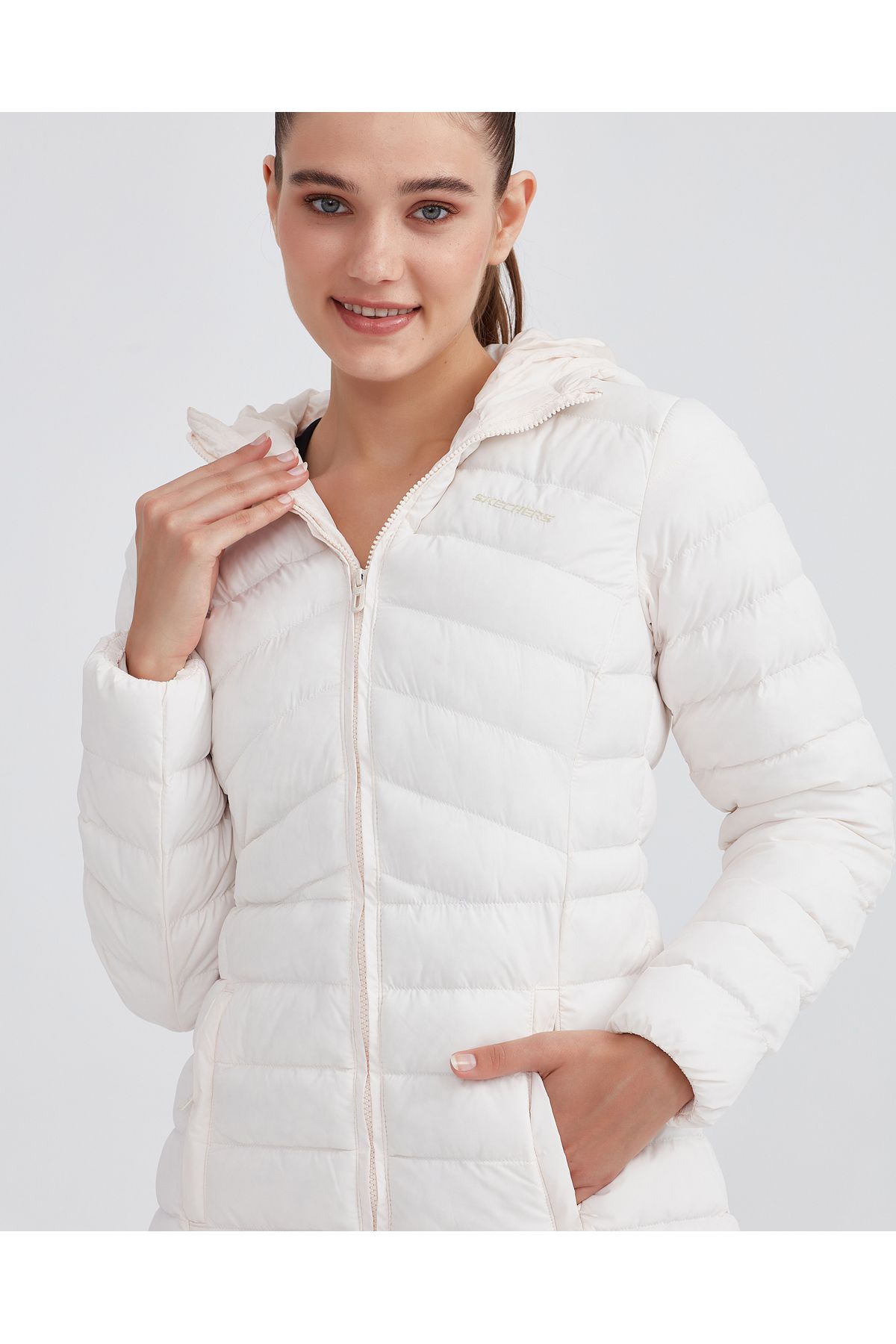 W Essential Maxi Length Hooded Jacket Kadın Beyaz Mont S212005-102 W Essential Maxi Length Hooded Jacket Kadın Beyaz Mont S212005-102