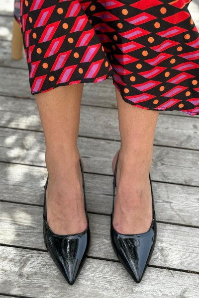 Sophie Siyah Rugan Alçak Topuklu(4 CM) Klasik Topuklu Ayakkabı