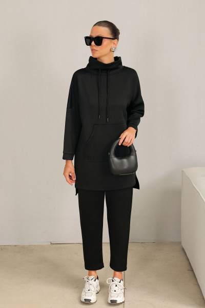 SİYAH Kanguru Cepli Scuba Takım 3-5200 SİYAH Kanguru Cepli Scuba Takım 3-5200